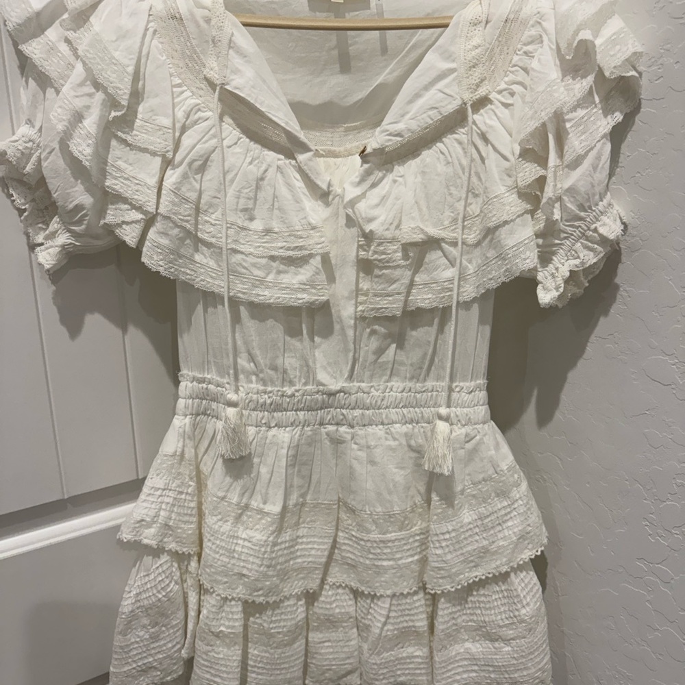 LoveShackFancy Ivory Ruffle Mini Dress